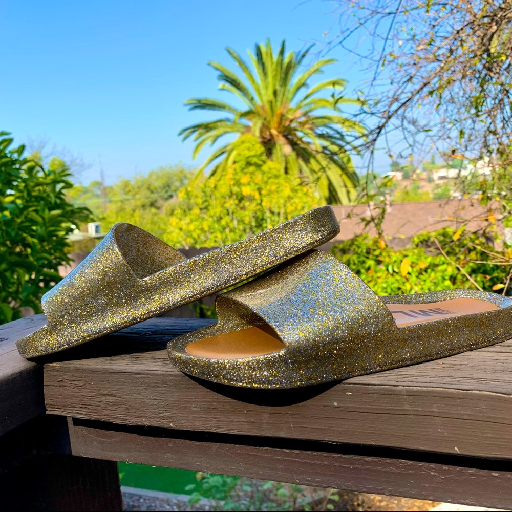 MELISSA MLSA Metallic Gold & Silver Glitter Slides Each Sandals size 6